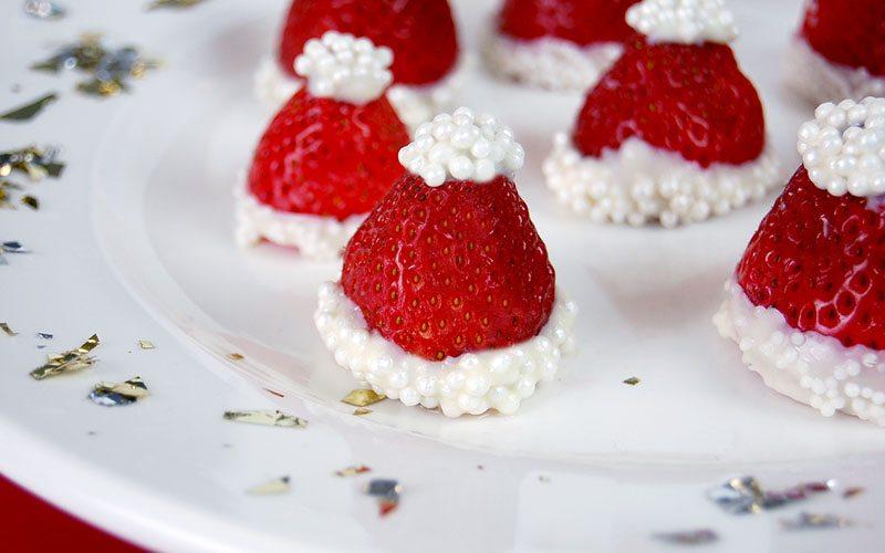 White Chocolate Covered Strawberry Santa Hats