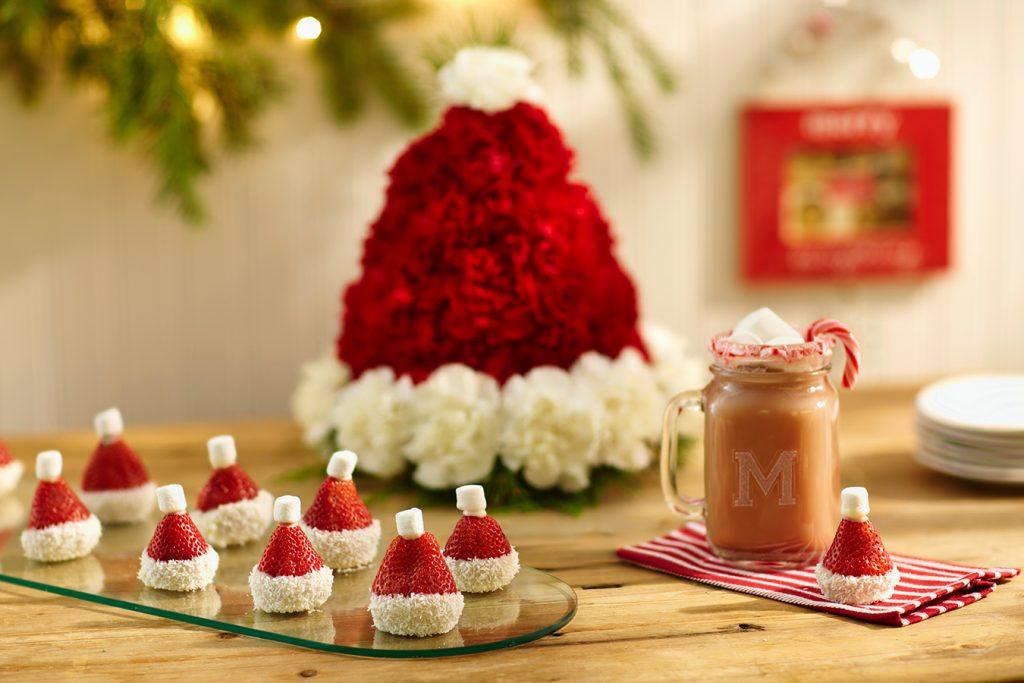 santa hat strawberries