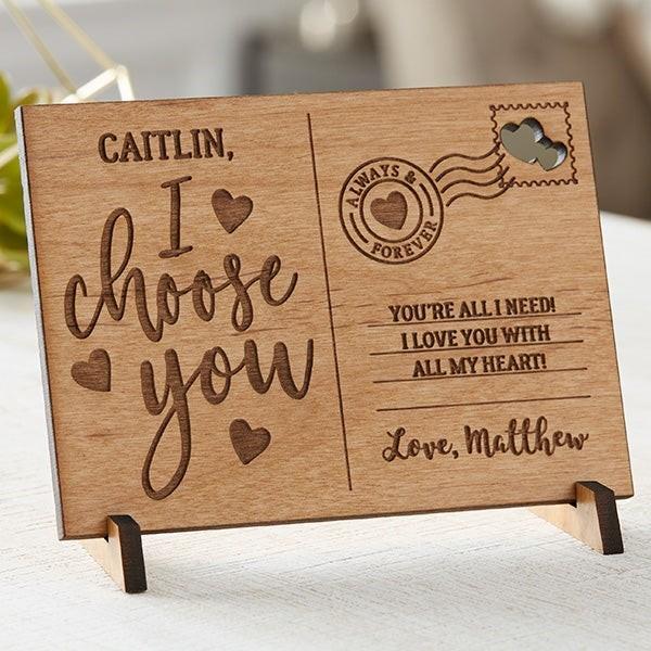 i choose you wooden postcard